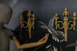 Discount Pamono Antique French Bronze Wall Candle Sconces with Lion Heads, 1890s, Set of 2