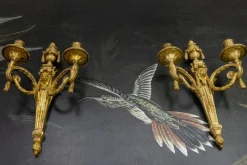 Discount Pamono Antique French Bronze Wall Candle Sconces with Lion Heads, 1890s, Set of 2