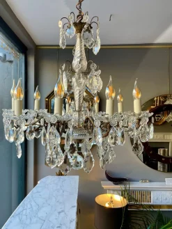 Hot Pamono Antique French Chandelier in Bronze and Crystal, 1890