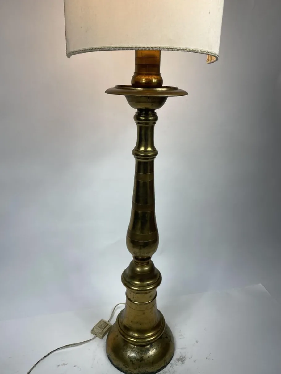 Online Pamono Antique French Floor Lamp in Golden Bronze, 19th Century