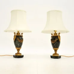 New Pamono Antique French Marble and Gilt Bronze Lamps, 1890s, Set of 2