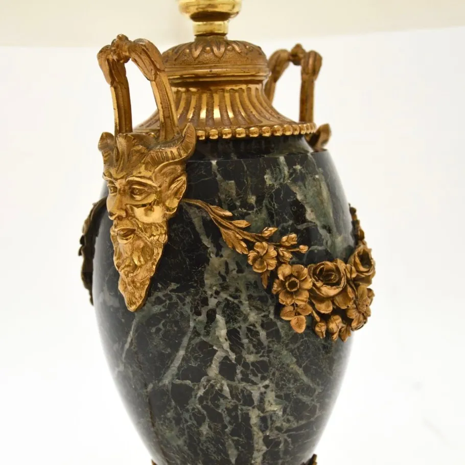 New Pamono Antique French Marble and Gilt Bronze Lamps, 1890s, Set of 2