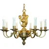 Hot Pamono Antique French Rococo Gold Gilt Brass Eight-Branch Cherub Chandelier, 1900s