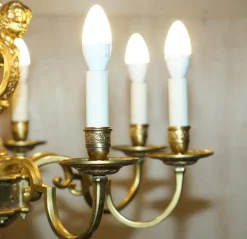 Hot Pamono Antique French Rococo Gold Gilt Brass Eight-Branch Cherub Chandelier, 1900s