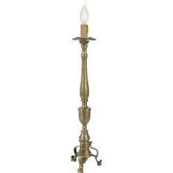 Pamono Antique Gilt Brass Lamp Holder Candelabrum, 1700s