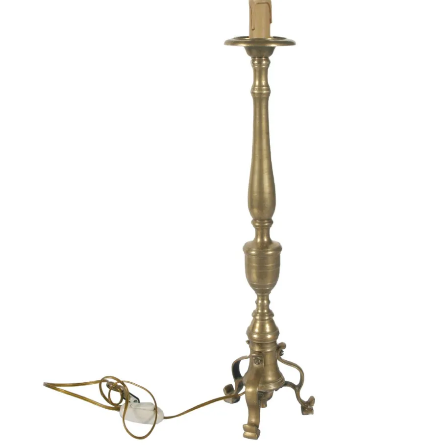 Pamono Antique Gilt Brass Lamp Holder Candelabrum, 1700s