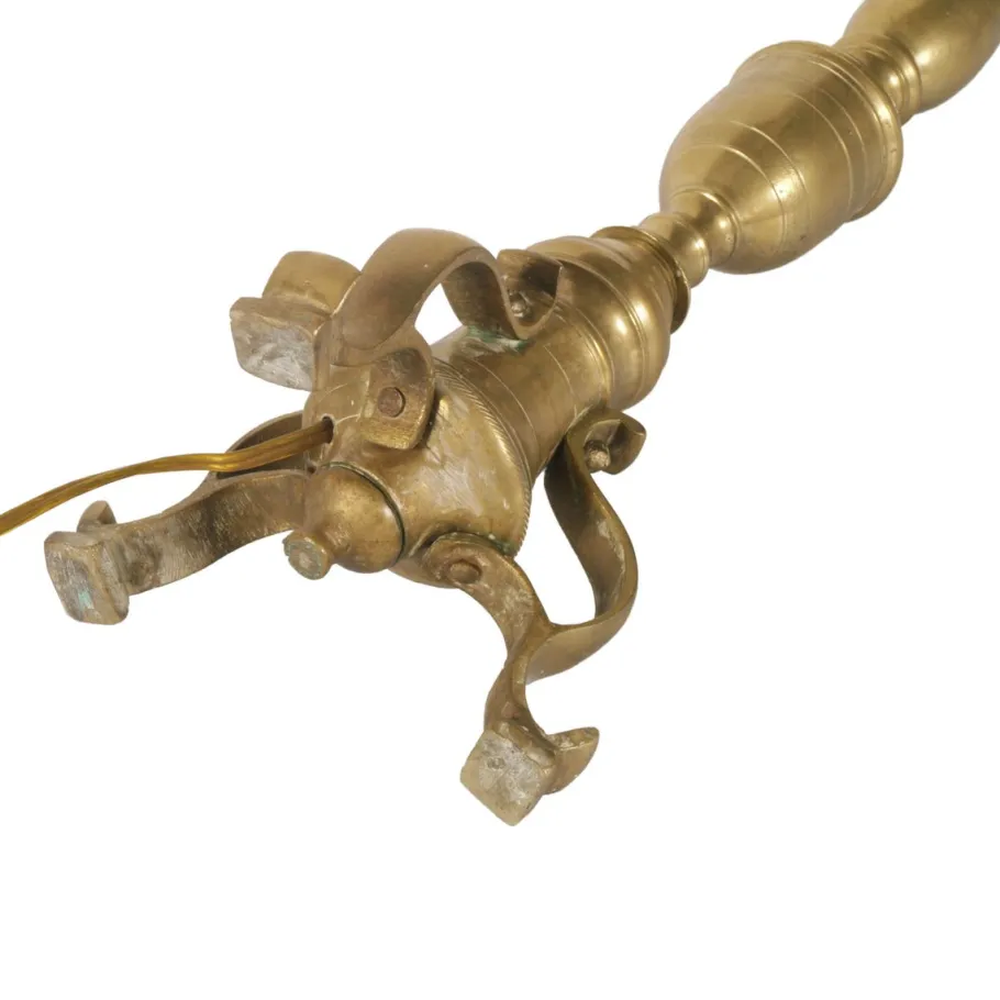 Pamono Antique Gilt Brass Lamp Holder Candelabrum, 1700s