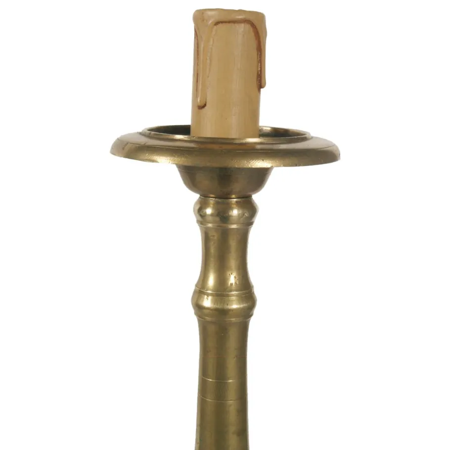 Pamono Antique Gilt Brass Lamp Holder Candelabrum, 1700s