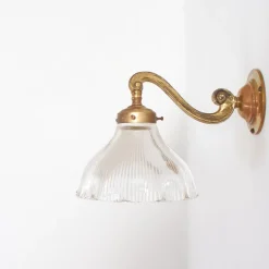 Hot Pamono Antique Glass Wall Light from Holophane, 1950s