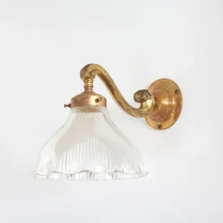 Hot Pamono Antique Glass Wall Light from Holophane, 1950s