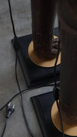 Discount Pamono Antique Hand-Carved Wood Floor Lamps with Lion Heads, Set of 2