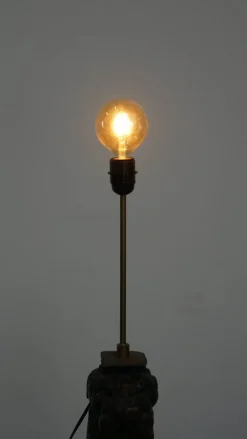 Discount Pamono Antique Hand-Carved Wooden Floor Lamp with Lion's Head