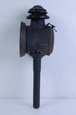 New Pamono Antique Iron Carriage Lantern Lamp with Candle Torch, 1890s