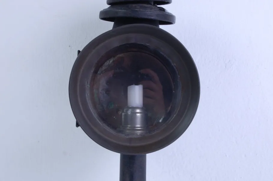 New Pamono Antique Iron Carriage Lantern Lamp with Candle Torch, 1890s