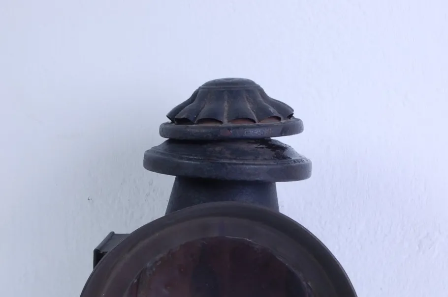 New Pamono Antique Iron Carriage Lantern Lamp with Candle Torch, 1890s