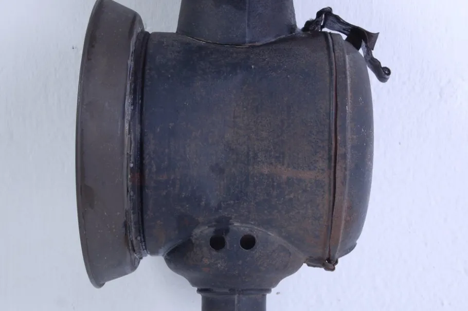 New Pamono Antique Iron Carriage Lantern Lamp with Candle Torch, 1890s