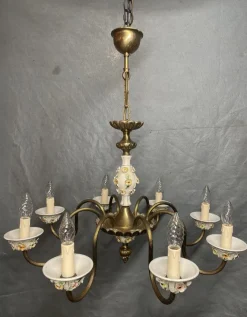 Discount Pamono Antique Italian Chandelier with Ceramic Detail