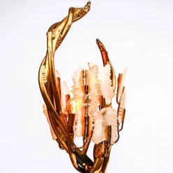 Pamono Antique Italian Floor Lamp in Blue and Gilt Patinated Carved Wood by Henri Fernandez, 1970s