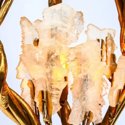 Pamono Antique Italian Floor Lamp in Blue and Gilt Patinated Carved Wood by Henri Fernandez, 1970s