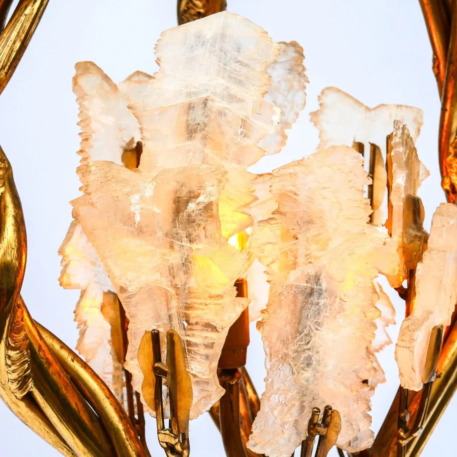 Pamono Antique Italian Floor Lamp in Blue and Gilt Patinated Carved Wood by Henri Fernandez, 1970s