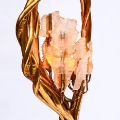 Pamono Antique Italian Floor Lamp in Blue and Gilt Patinated Carved Wood by Henri Fernandez, 1970s