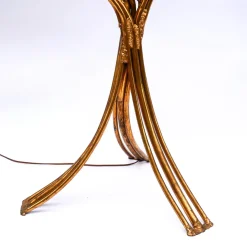 Pamono Antique Italian Floor Lamp in Blue and Gilt Patinated Carved Wood by Henri Fernandez, 1970s