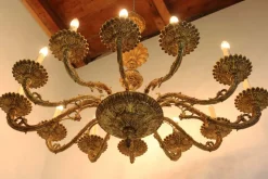 Hot Pamono Antique Italian Oval Chandelier in Brass, 1920s