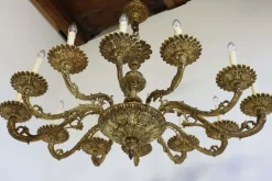 Hot Pamono Antique Italian Oval Chandelier in Brass, 1920s