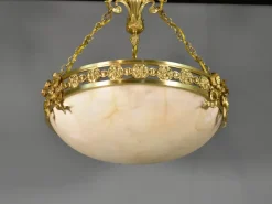 New Pamono Antique Napoleon III French Empire Chandelier in Bronze and Alabaster
