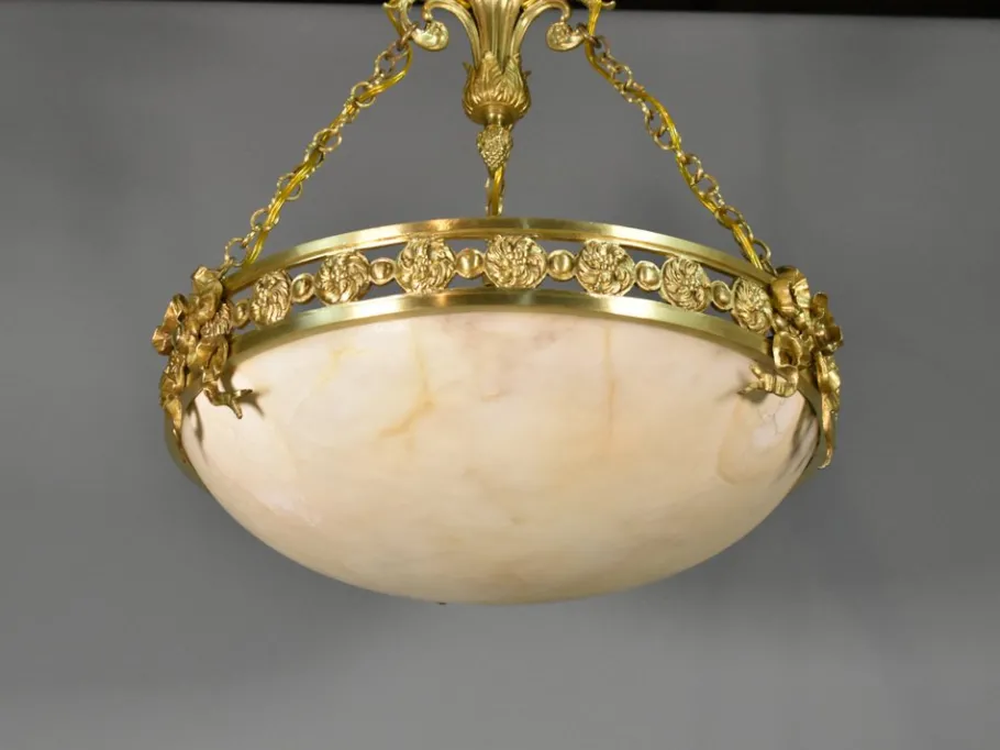 New Pamono Antique Napoleon III French Empire Chandelier in Bronze and Alabaster