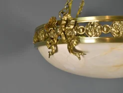 New Pamono Antique Napoleon III French Empire Chandelier in Bronze and Alabaster