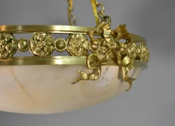 New Pamono Antique Napoleon III French Empire Chandelier in Bronze and Alabaster