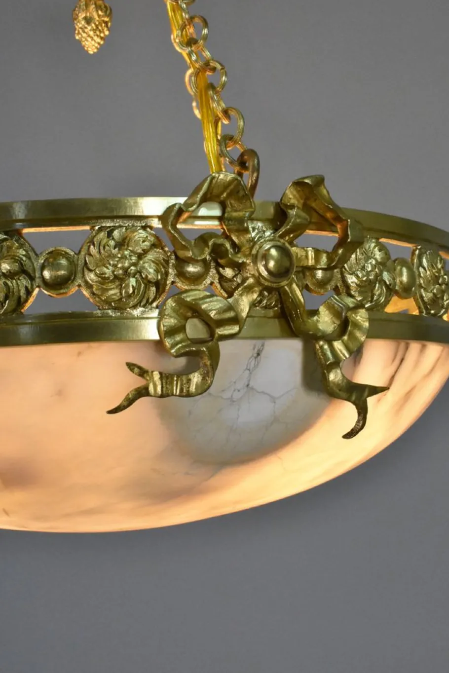 New Pamono Antique Napoleon III French Empire Chandelier in Bronze and Alabaster