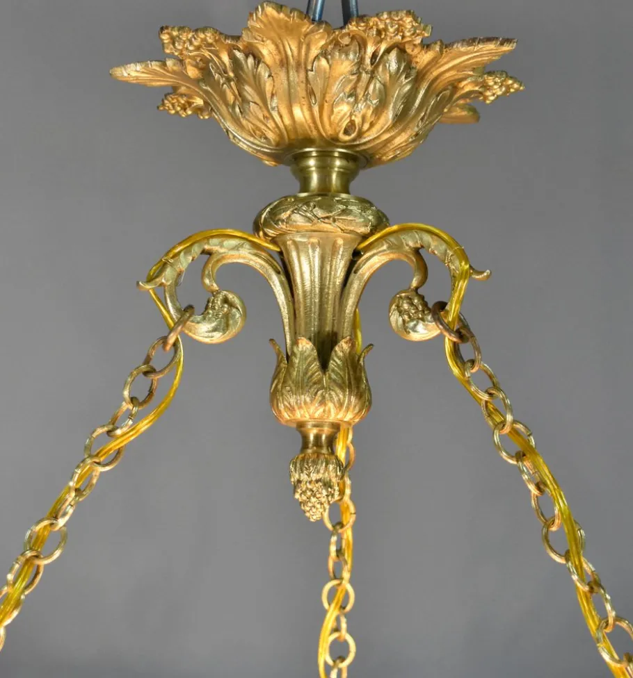 New Pamono Antique Napoleon III French Empire Chandelier in Bronze and Alabaster