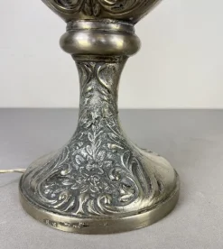 Hot Pamono Antique Pewter Angel Lamp with Pleated Glass