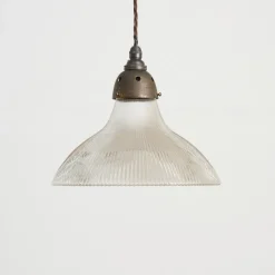 Hot Pamono Antique Reclaimed Glass Pendant Light from Holophane, 1950s