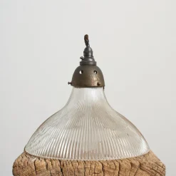 Hot Pamono Antique Reclaimed Glass Pendant Light from Holophane, 1950s