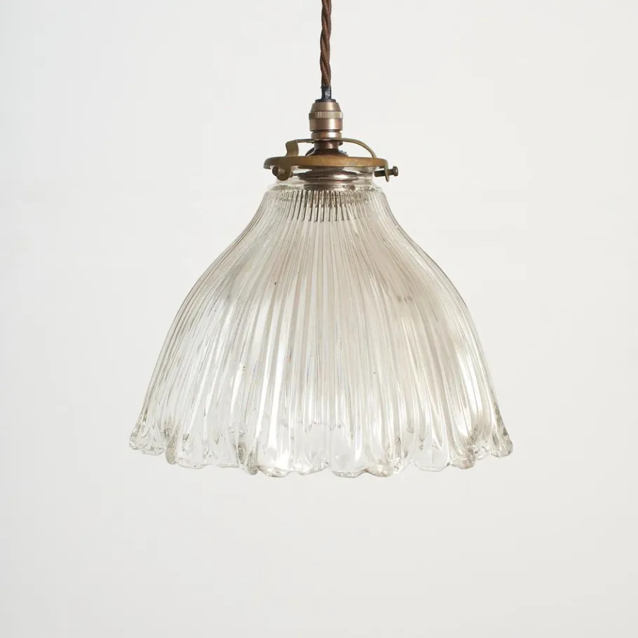 Clearance Pamono Antique Reclaimed Glass Pendant from Holophane, 1940s