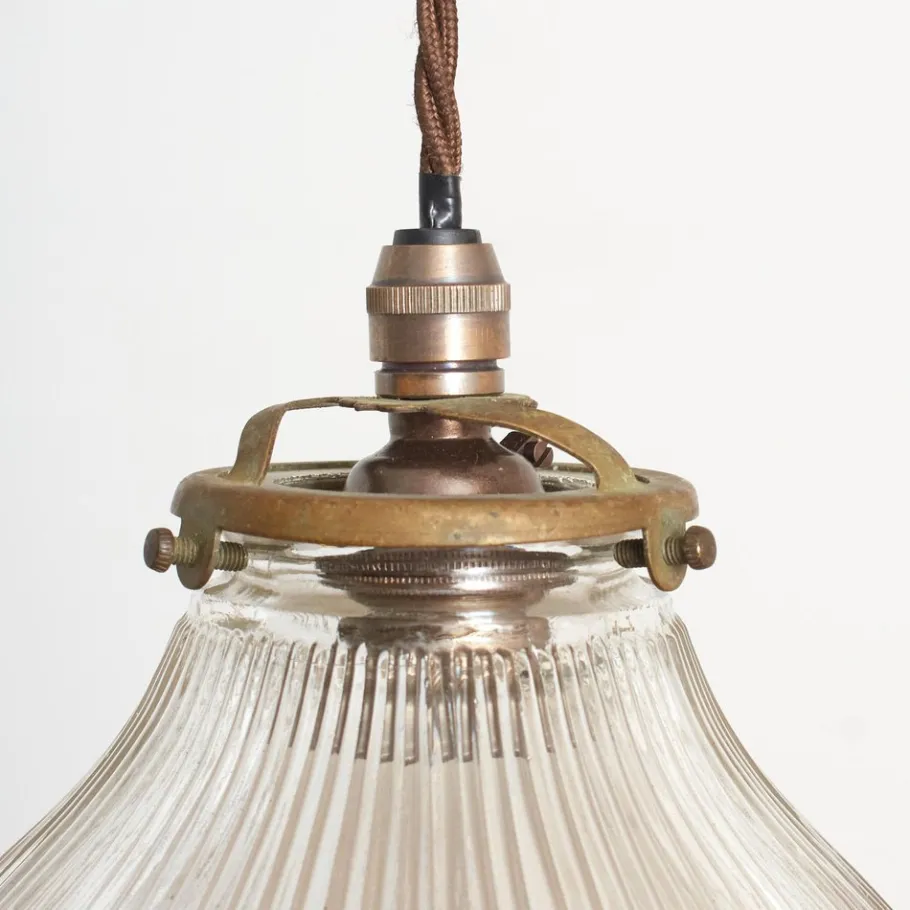 Clearance Pamono Antique Reclaimed Glass Pendant from Holophane, 1940s