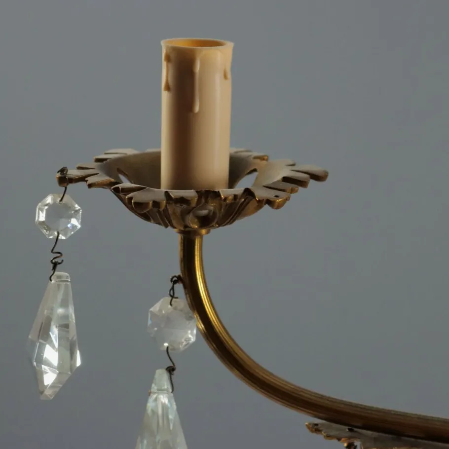 Online Pamono Antique Rococo Style Bronze and Crystal Chandelier, Italy, 20th Century