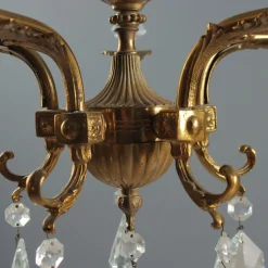 Online Pamono Antique Rococo Style Bronze and Crystal Chandelier, Italy, 20th Century