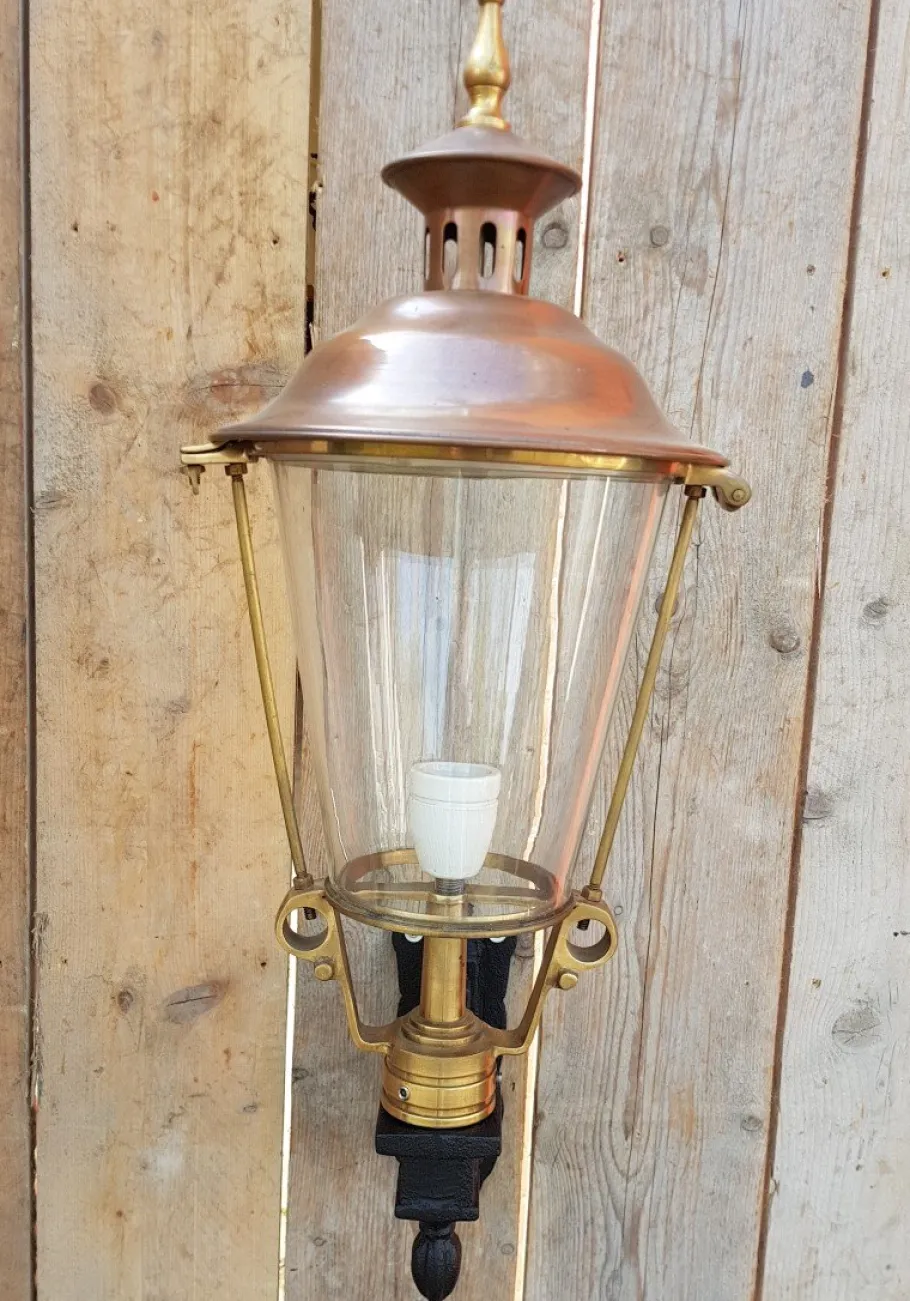 Discount Pamono Antique Round Cast Iron and Copper Wall Lantern