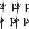New Pamono Antique Spanish Gothic Revival Wall Lights in Wrought Iron, 1920, Set of 6