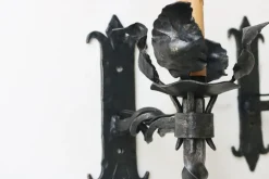New Pamono Antique Spanish Gothic Revival Wall Lights in Wrought Iron, 1920, Set of 6