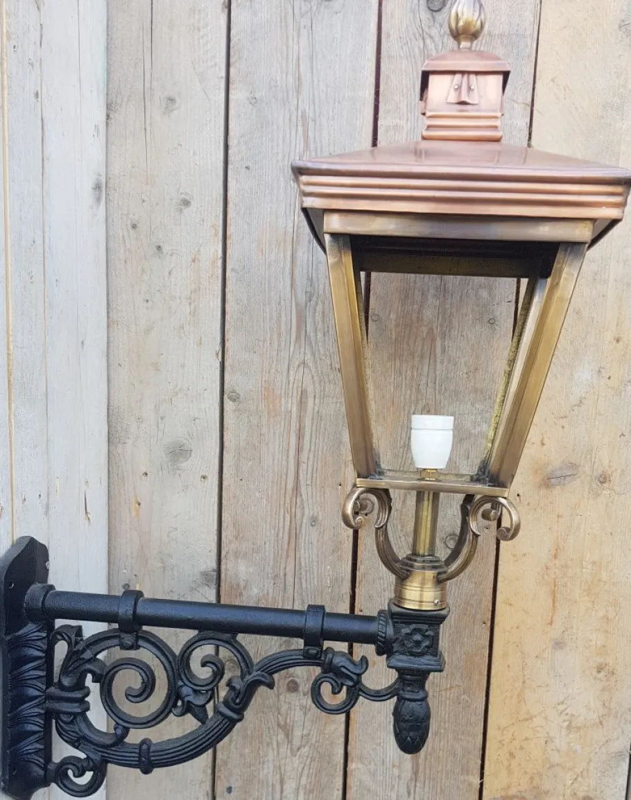 Discount Pamono Antique Square Cast Iron and Copper Wall Lantern