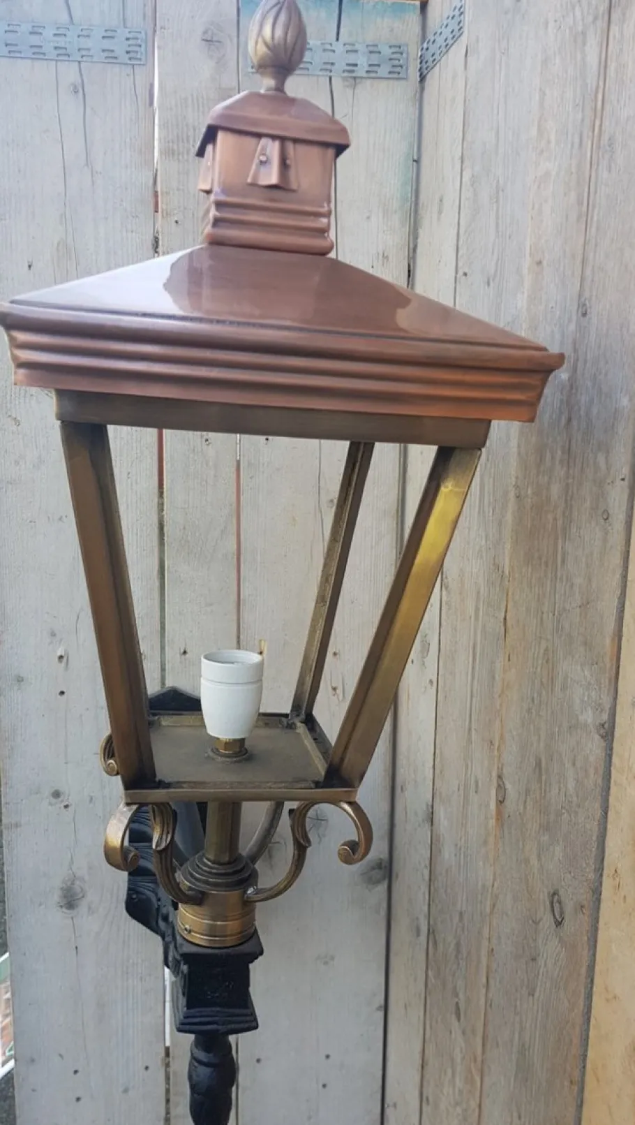 Discount Pamono Antique Square Cast Iron and Copper Wall Lantern