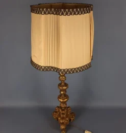 Best Pamono Antique Table Lamp in Wood and Brass, 1890s