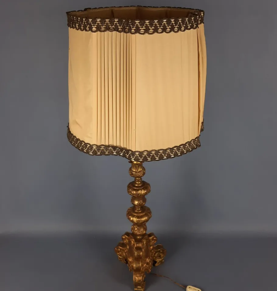 Best Pamono Antique Table Lamp in Wood and Brass, 1890s