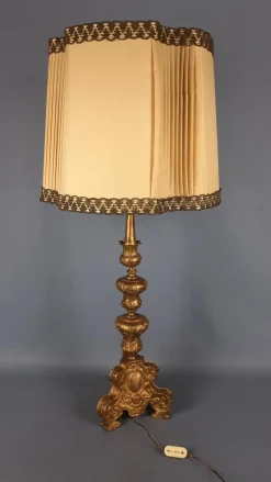 Best Pamono Antique Table Lamp in Wood and Brass, 1890s