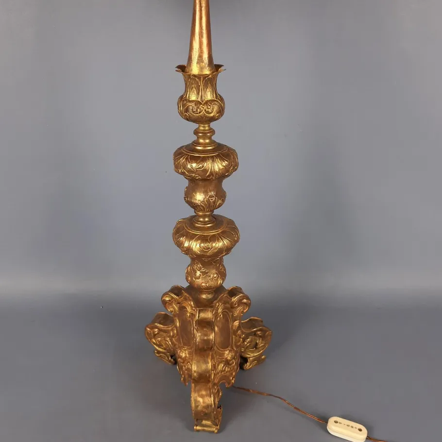 Best Pamono Antique Table Lamp in Wood and Brass, 1890s